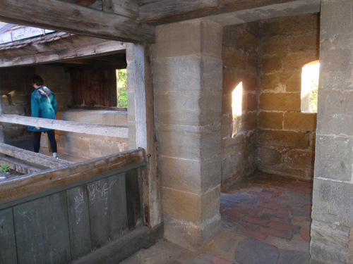 Terry climbs up to the guard stations.